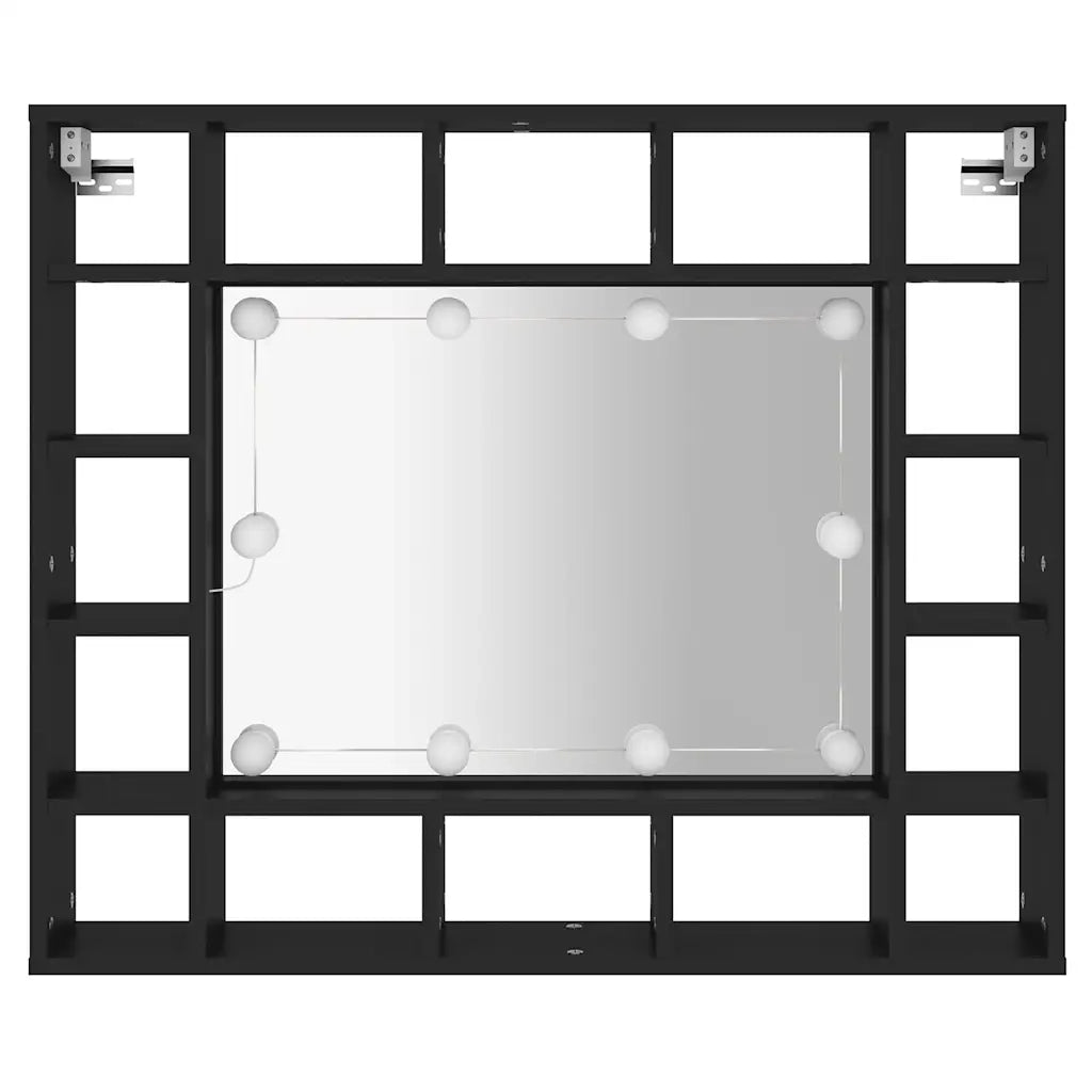 Armadietto a Specchio con LED Nero 91x15x76,5 cm 833496