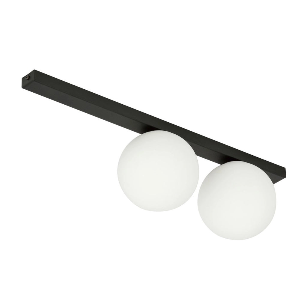 Lampada a parete FIT in acciaio nero opaco e vetro opalino