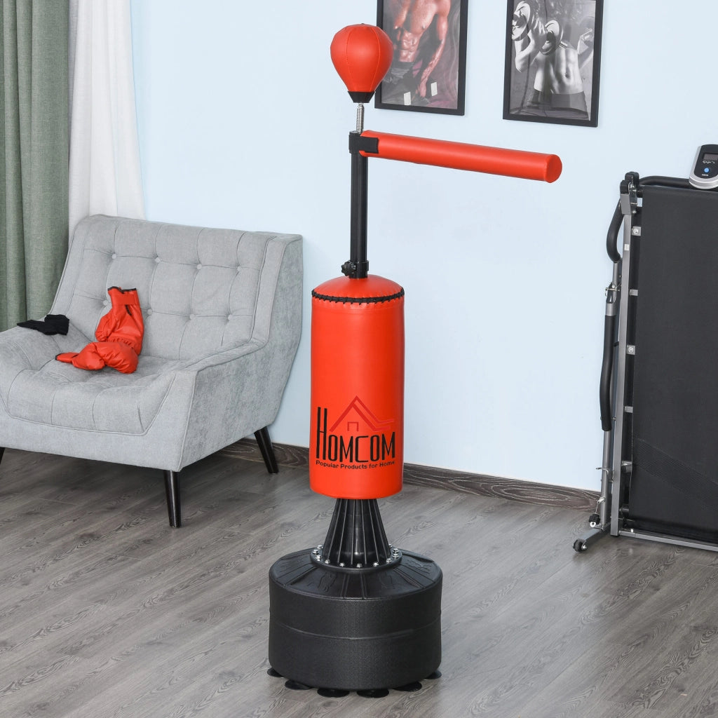 Sacco da boxe con piedistallo 3 in 1 ¨C zephmum ¨C 88x48x155-205 cm nero rosso