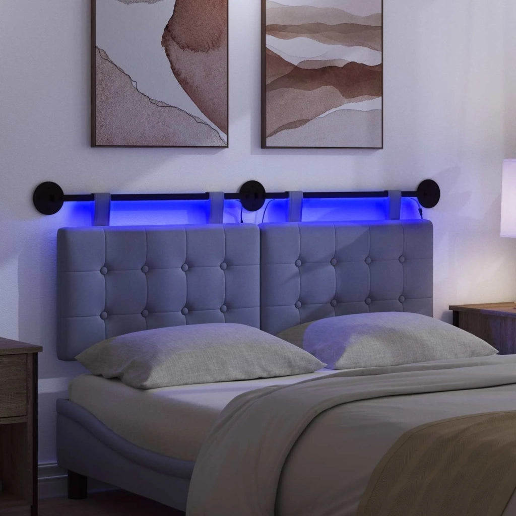 Testiera | Testata sospesa Con luce LED Blu jeans Tessuto