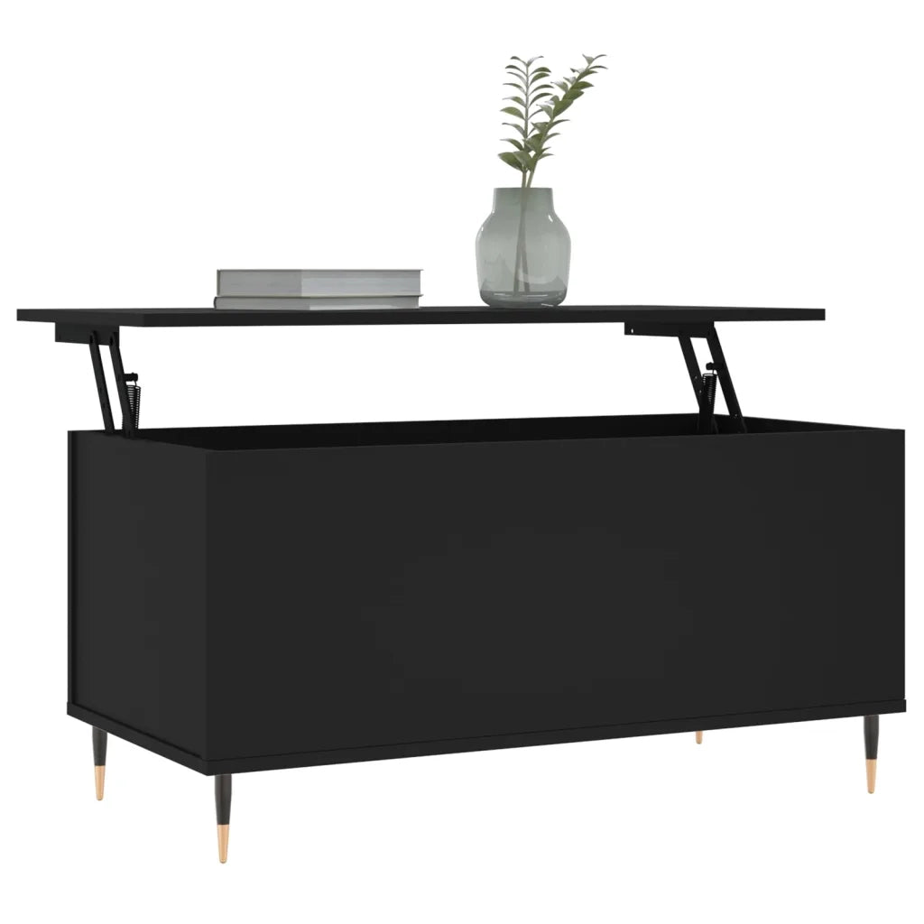Tavolino da Salotto Nero 90x44,5x45 cm in Legno Multistrato 830965