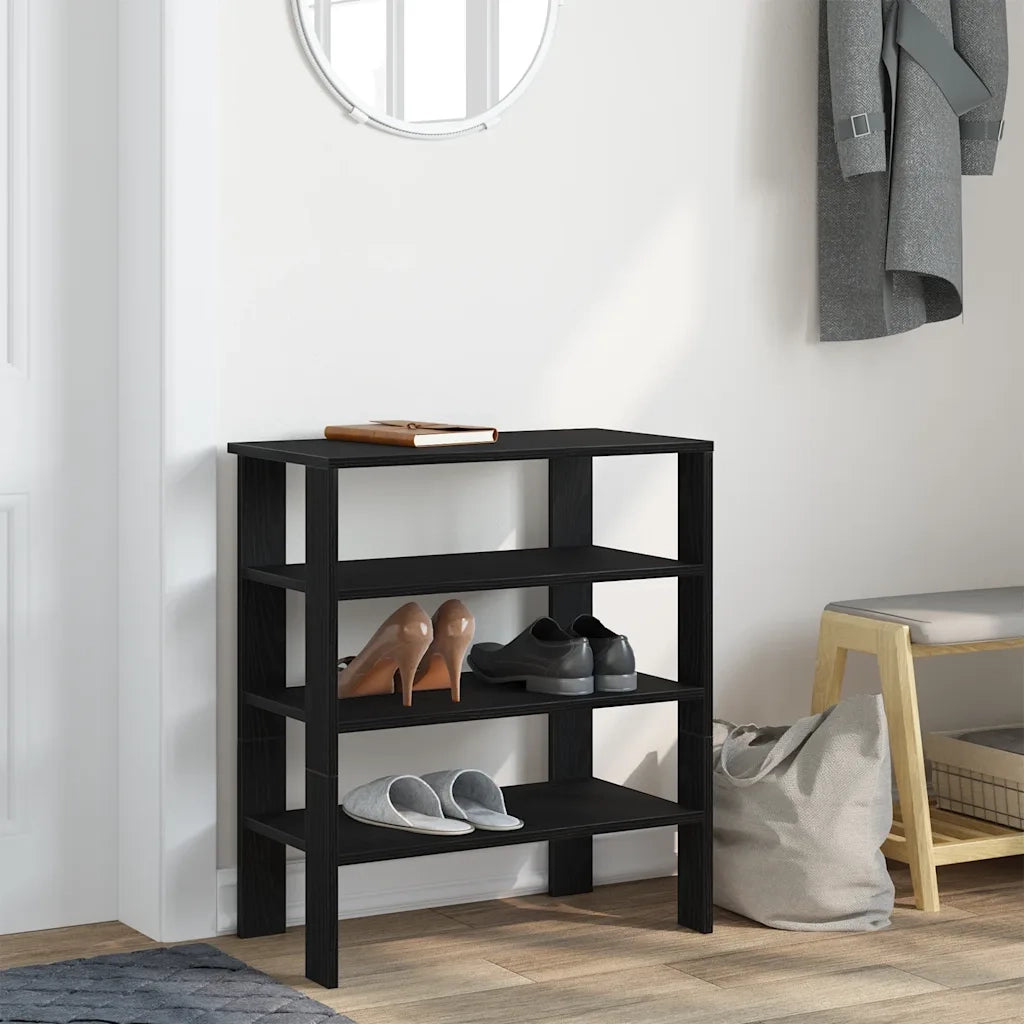 Scarpiera Nera 61x32x70 cm in Truciolato 859843
