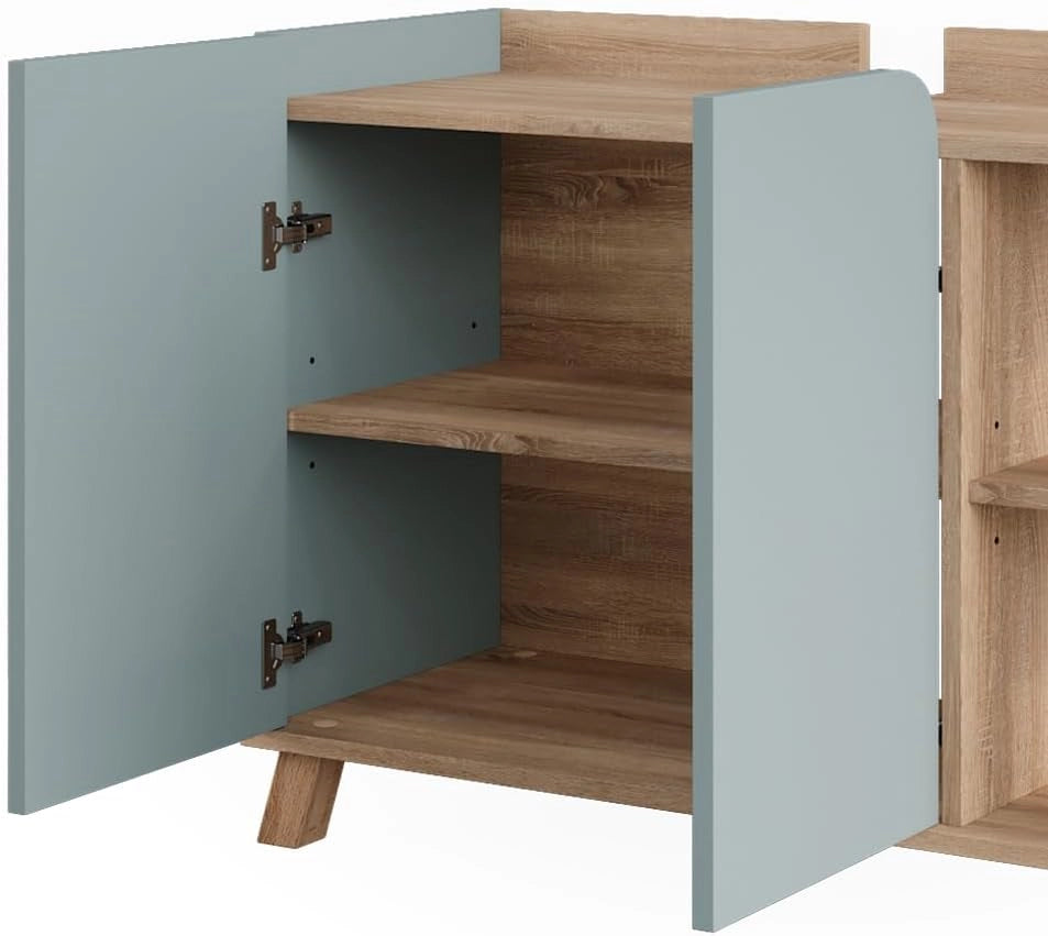 Mobiletto per lavabo Karen, Sonoma/blu, 80 x 65 cm con 2 porte