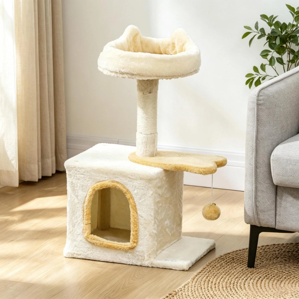 Albero per gatti con piattaforma a forma di pesce e tiragraffi in sisal; 72 cm