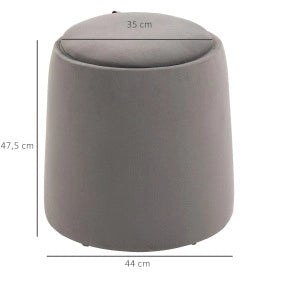 Pouf rotondo contenitore con coperchio reversibile grigio scuro