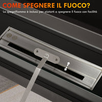 Camino a Bioetanolo da Incasso 100x30x55 cm Bruciatore 2,4L Nero