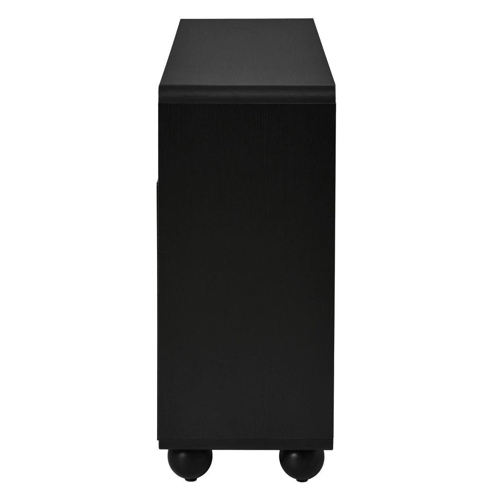 CREDENZA con 2 cassetti e 4 ante 140x38x89 cm Nero in MDF