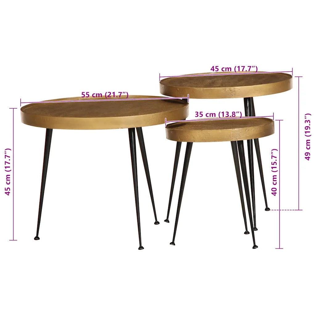 Tavolini da Salotto 3 pz Oro in Legno Multistrato 373640