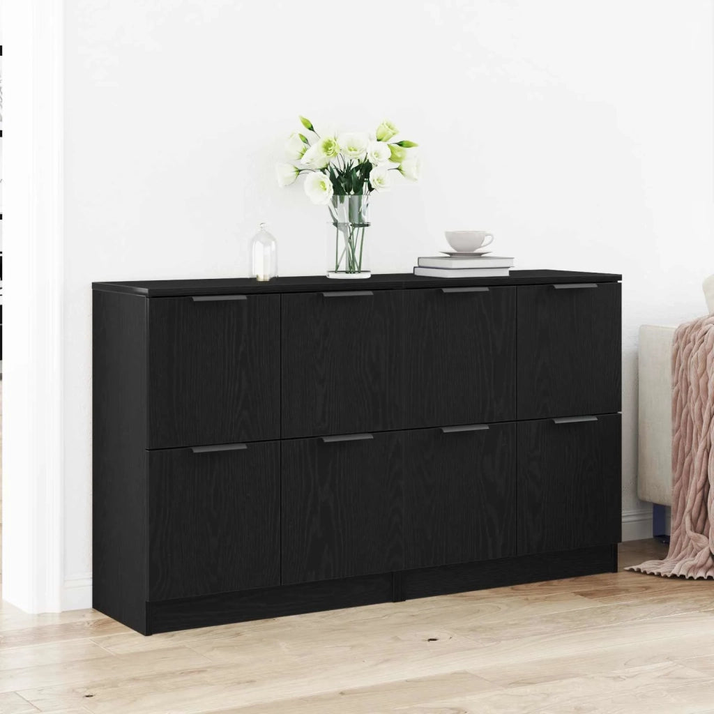 Credenza 2 pcs Rovere Nero 60 x 30 x 70 cm Legno multistrato 3333073