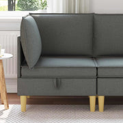 Divano ad Angolo con Storage Grigio Scuro Tessuto