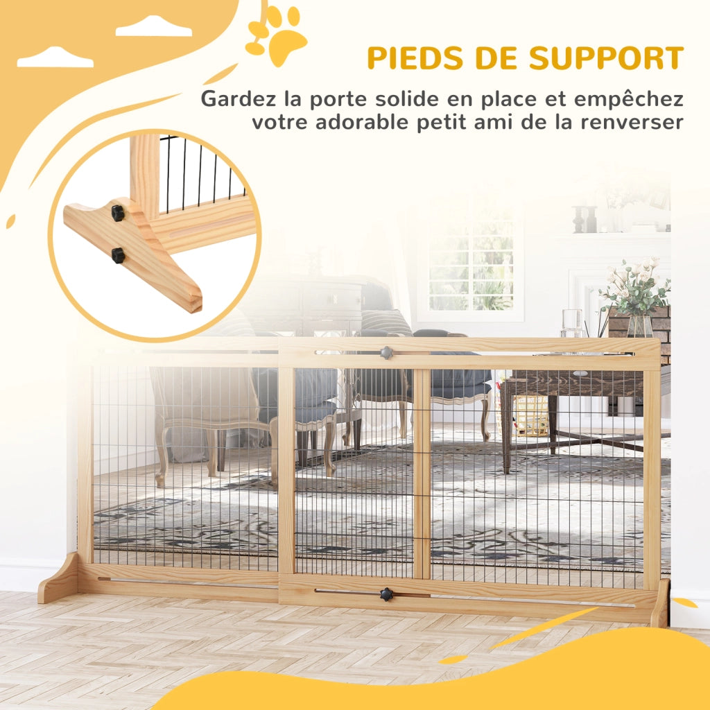 Cancelletto di sicurezza estensibile per cani ¨C Xylo ¨C legno pino naturale 104-180x36x69 cm