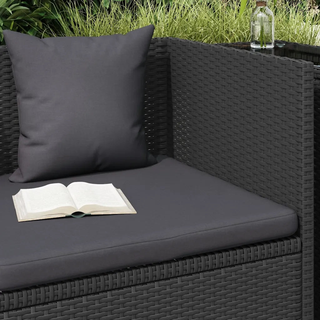 Lettino da Giardino con Cuscini in Polyrattan Nero cod mxl 20838