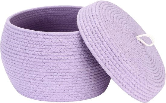 Organizzatore rotondo di stoffa per la conservazione con coperchio - Organizzatore multifunzionale per snack, asciugamani e altro - Ideale per la casa, 33 x 23 cm (grande, lavanda)