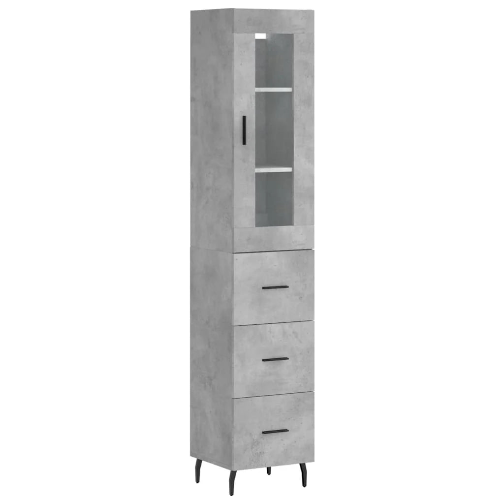 Buffet credenza cassettiera mobiletto mobile contenitore organizer per cucina soggiorno salotto alto 34,5 x 34 x 180 cm legno ingegnerizzato grigio 02_0034316