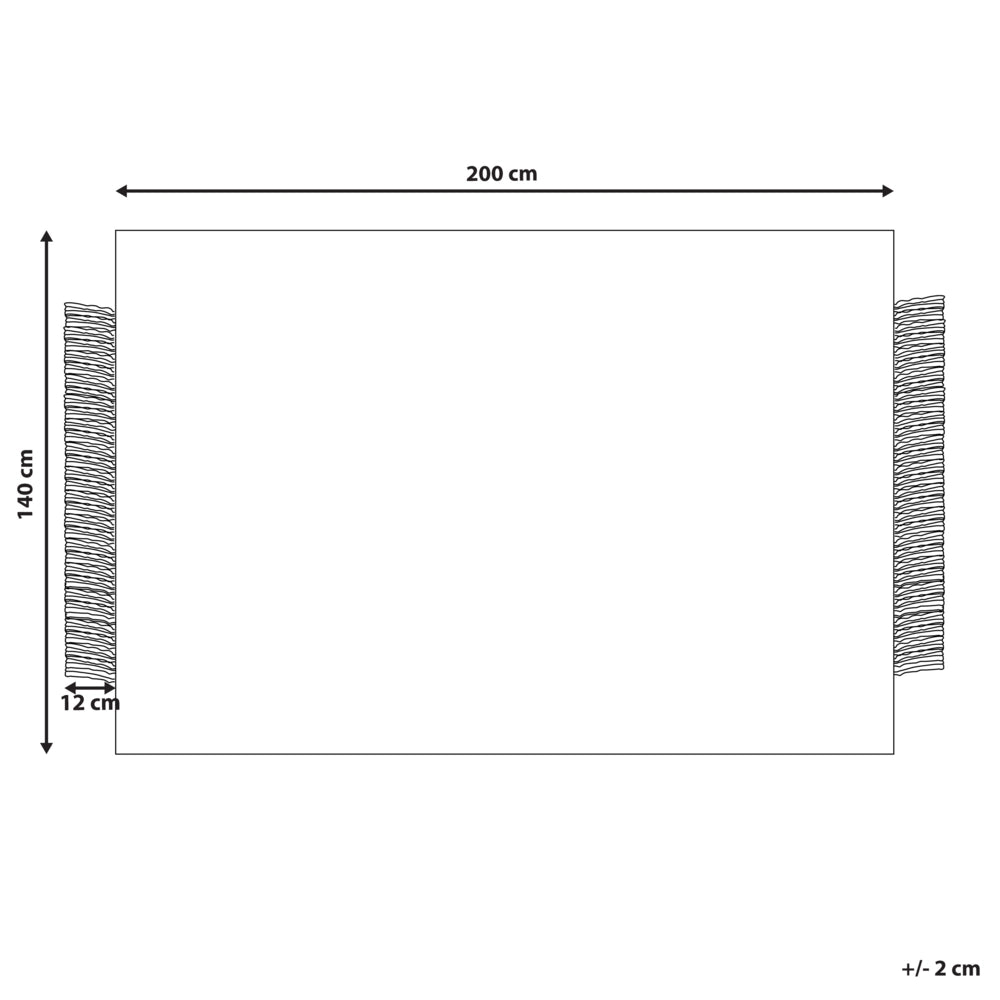 Tappeto in lana bianco sporco nero 140 x 200 cm fatto a mano con nappe moderne