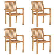 Sedie da Giardino Impilabili 4 pz con Cuscini Massello di Teak 3073218