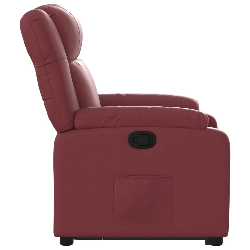 Poltrona Alzapersona Reclinabile Rosso Vino in Similpelle 3205154