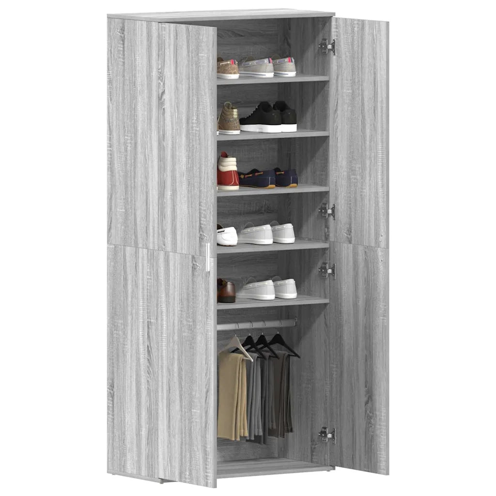 Mobile per scarpe con porta Grigio Sonoma 80 x 39 x 178 cm 3333871