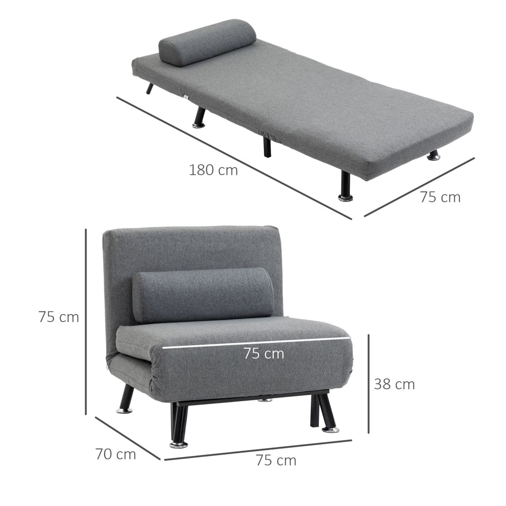 Poltrona letto pieghevole grigio scuro con schienale regolabile