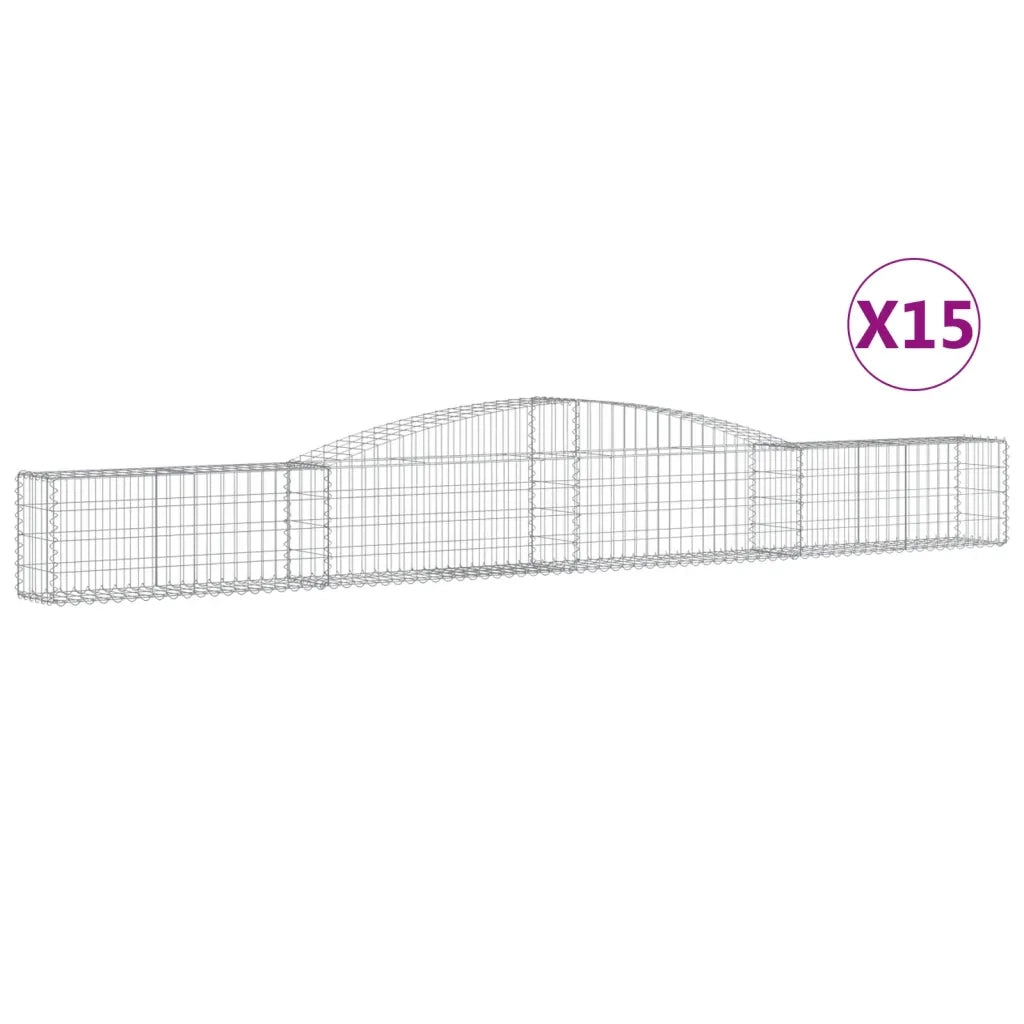 Cesti Gabbioni ad Arco 15 pz 400x30x40/60 cm Ferro Zincato 3146836