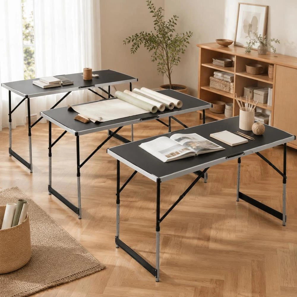 Wallpapering Tables 3 Pcs. Foldable, Height-adjustable