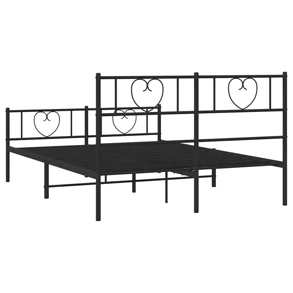 Giroletto con Testiera e Pediera Metallo Nero 135x190 cm 355480