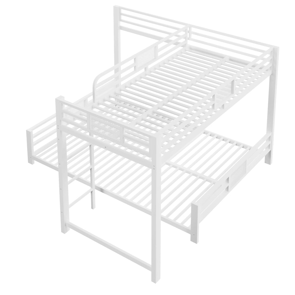 Letto a castello in metallo 90 × 200 cm et 140 × 200 cm con protezioni laterali, senza materasso, bianco