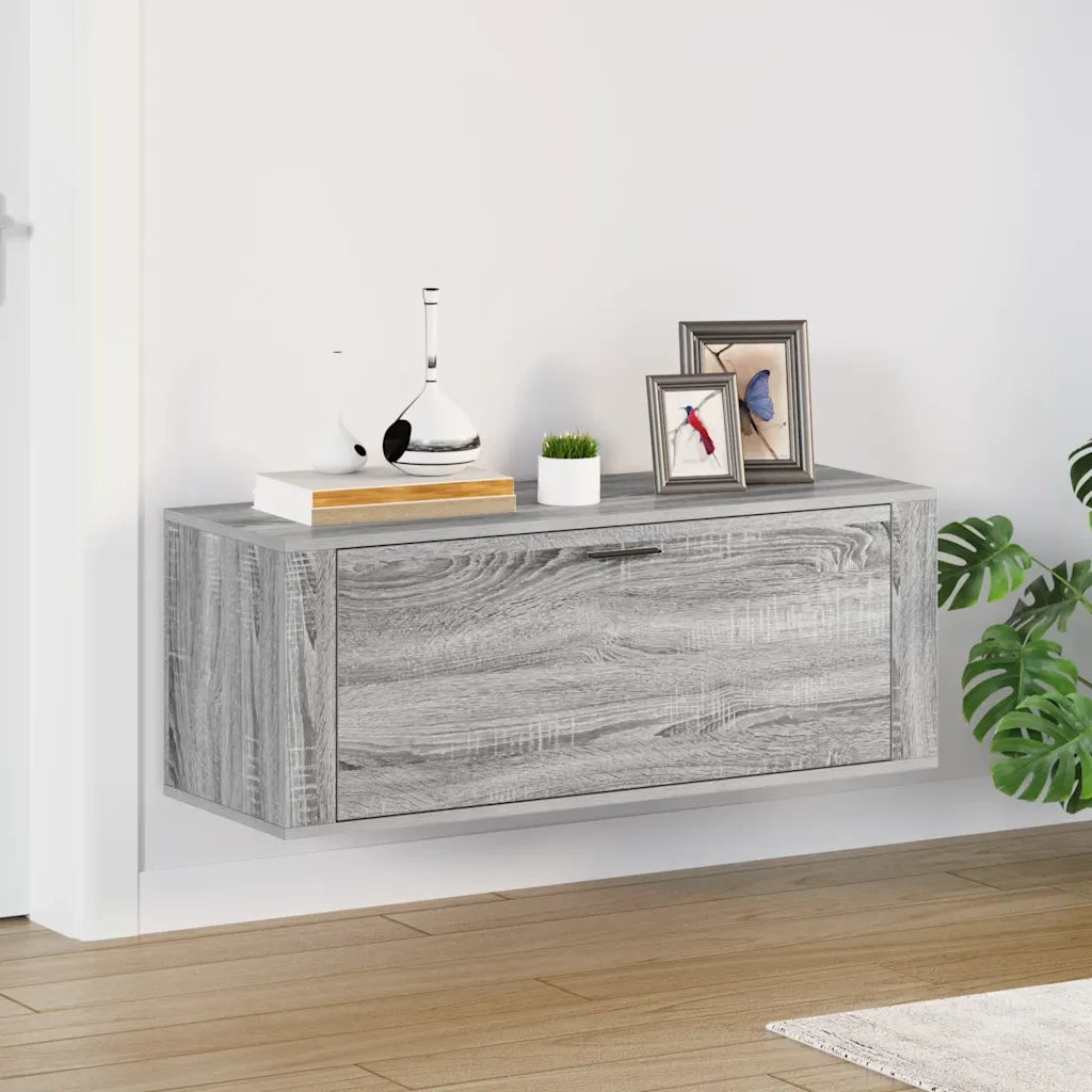 Scarpiera a Muro Grigio Sonoma 100x35x38cm in Legno Multistrato 821026