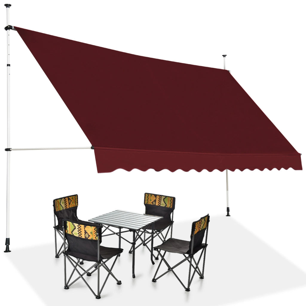 Tenda da sole telescopica e retrattile, Tenda parasole resistente ai raggi UV impermeabile 395 x 120 cm Rosso