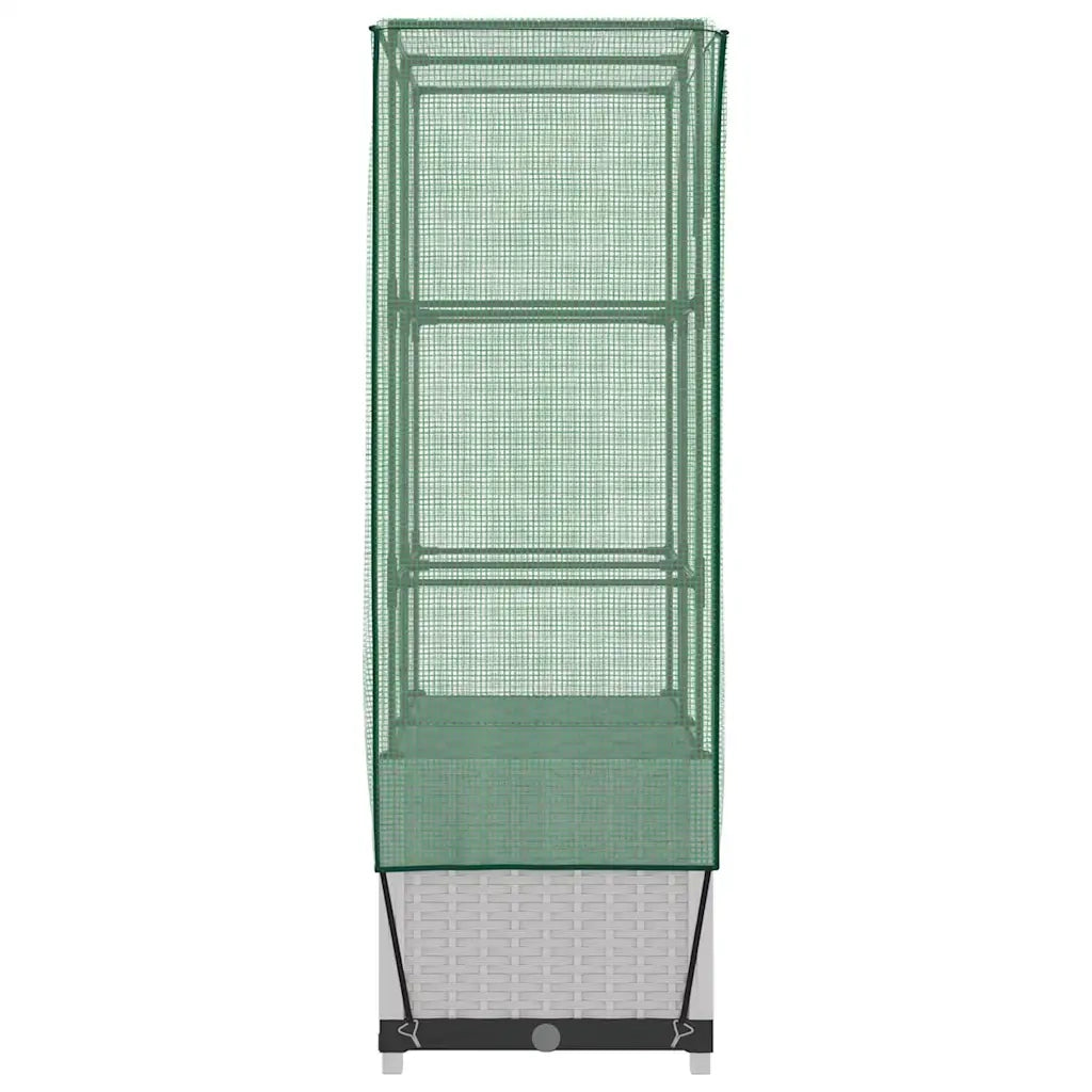 Fioriere | Cassetta per fiori | Letto Rialzato con Copertura Serra Effetto Rattan 80x40x138 cm