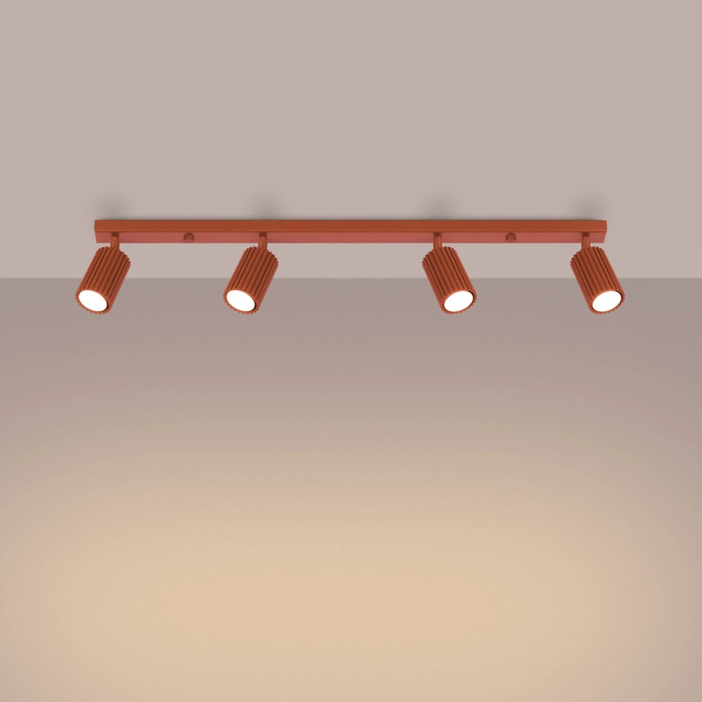 Plafoniera moderna ocra rossa 81 cm 4 spot GU10 Pure Lume