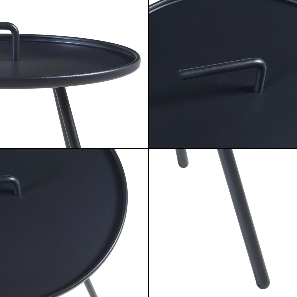 Tavolino da Giardino Fosen in Acciaio Piano con Maniglia Centrale - Nero [en.casa]