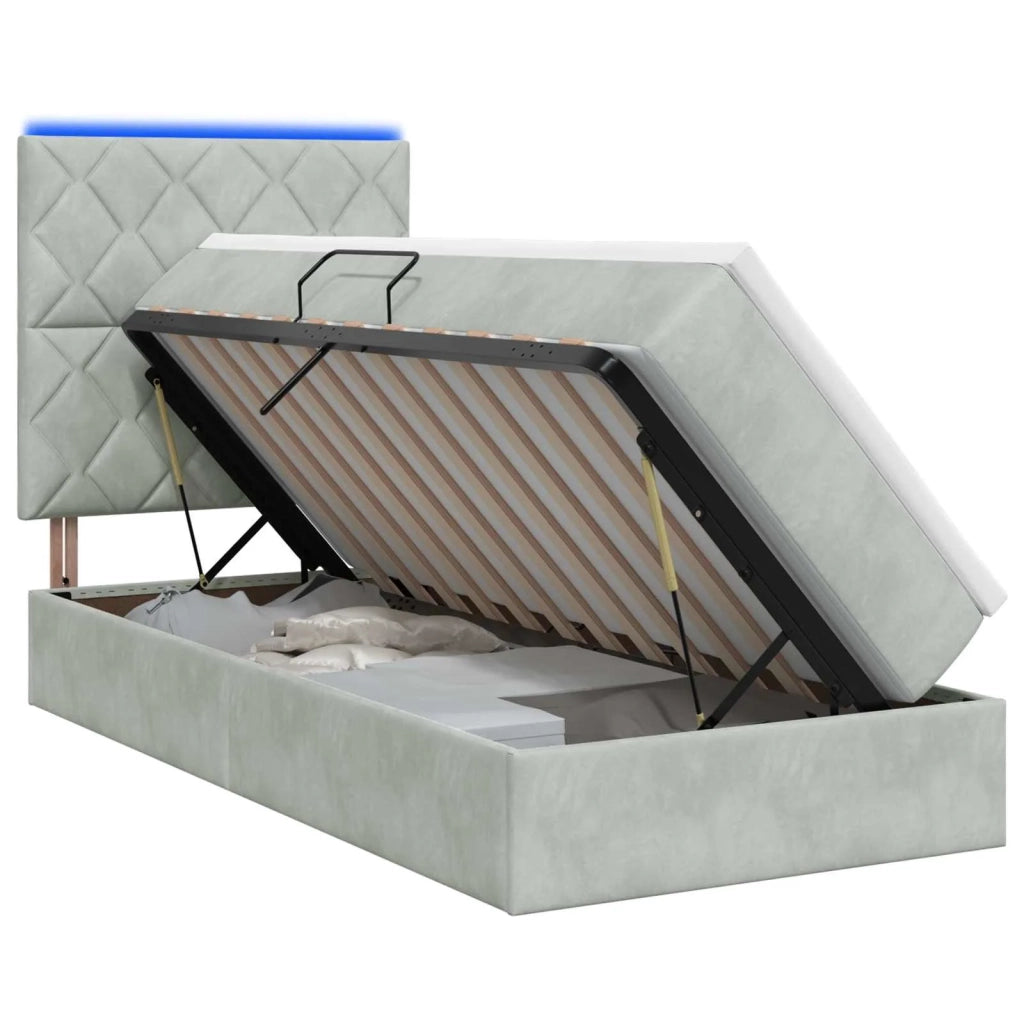 Letto con contenitore LED e materasso Grigio Chiaro 3460170