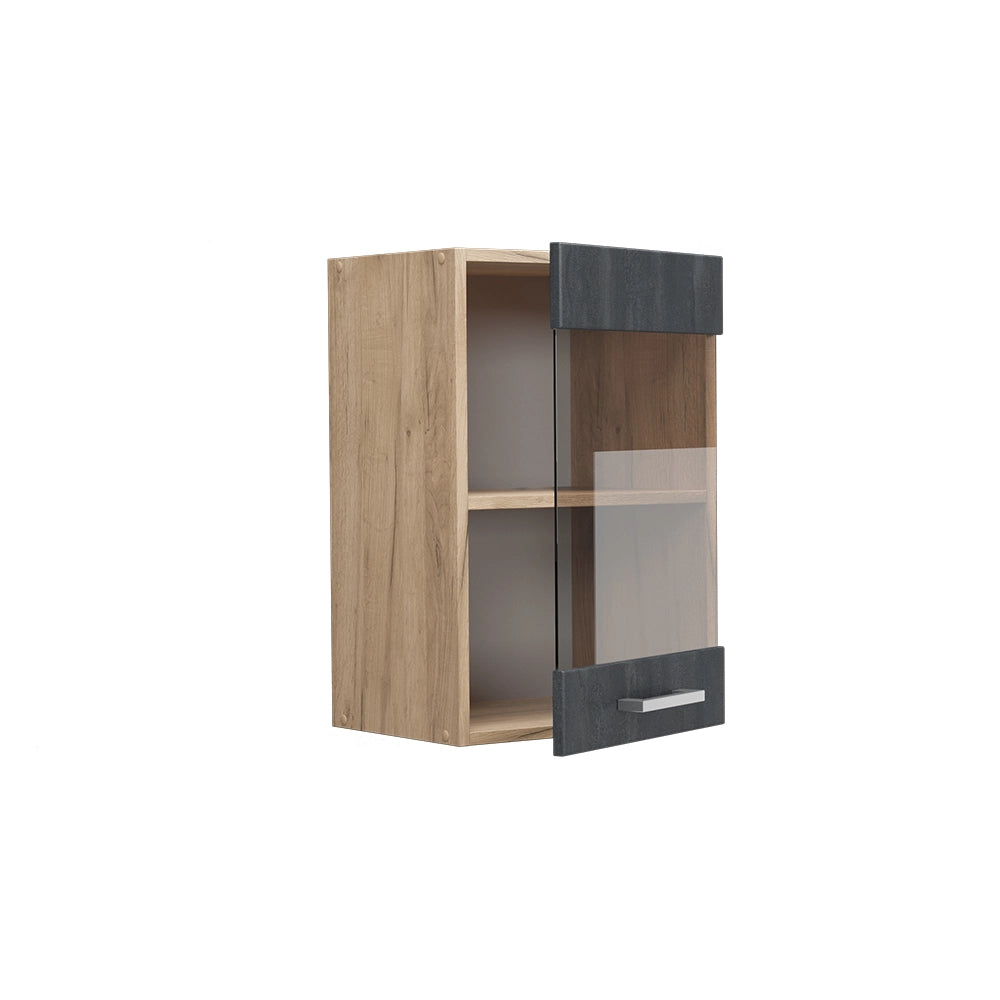 Vicco Mobile da cucina in vetro Calcestruzzo nero 40 cm