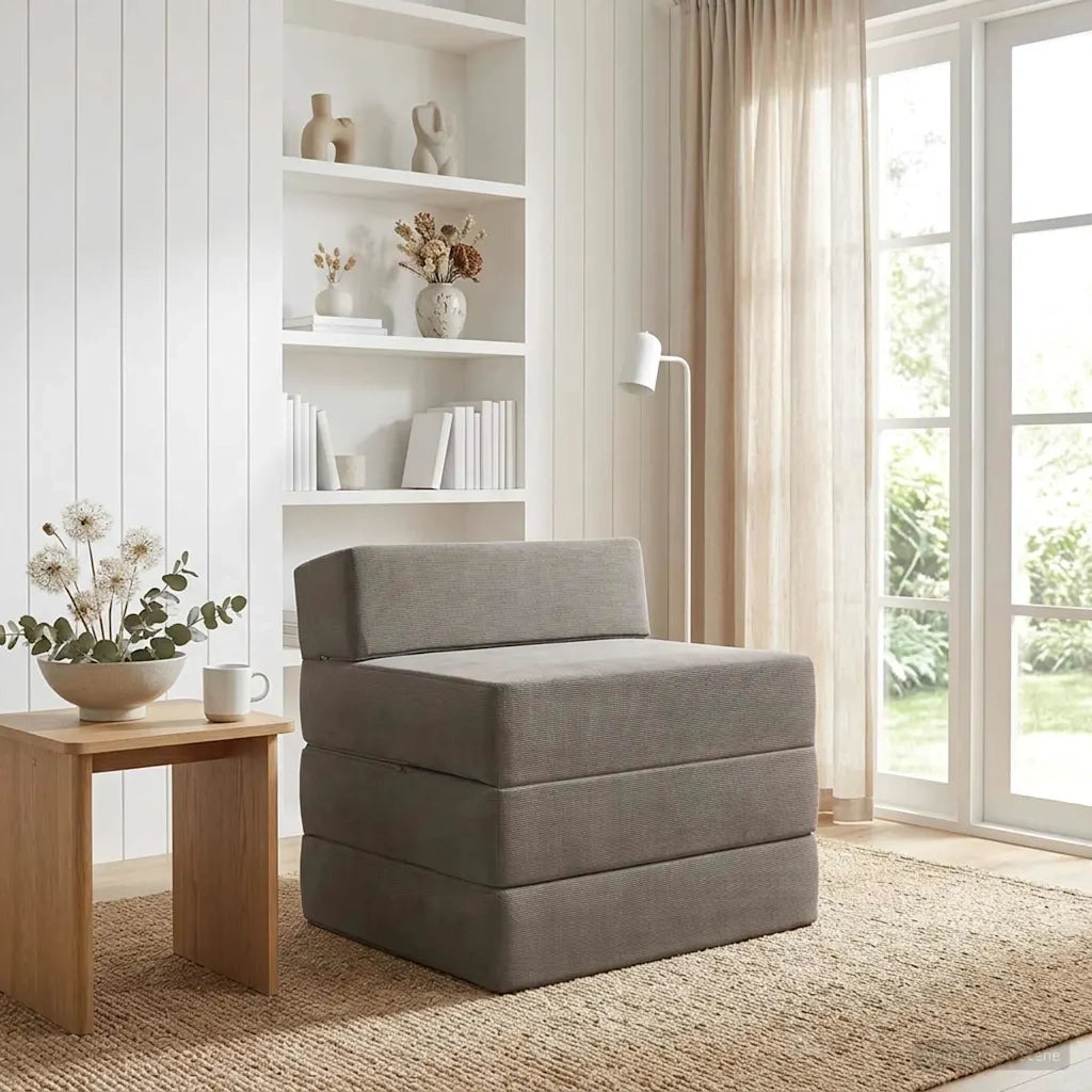 Divano Letto Pieghevole Grigio Chiaro 200 x 70 x 15 cm 900012