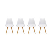 Set 4 sedie scandinave imbottite con gambe in legno , bianco