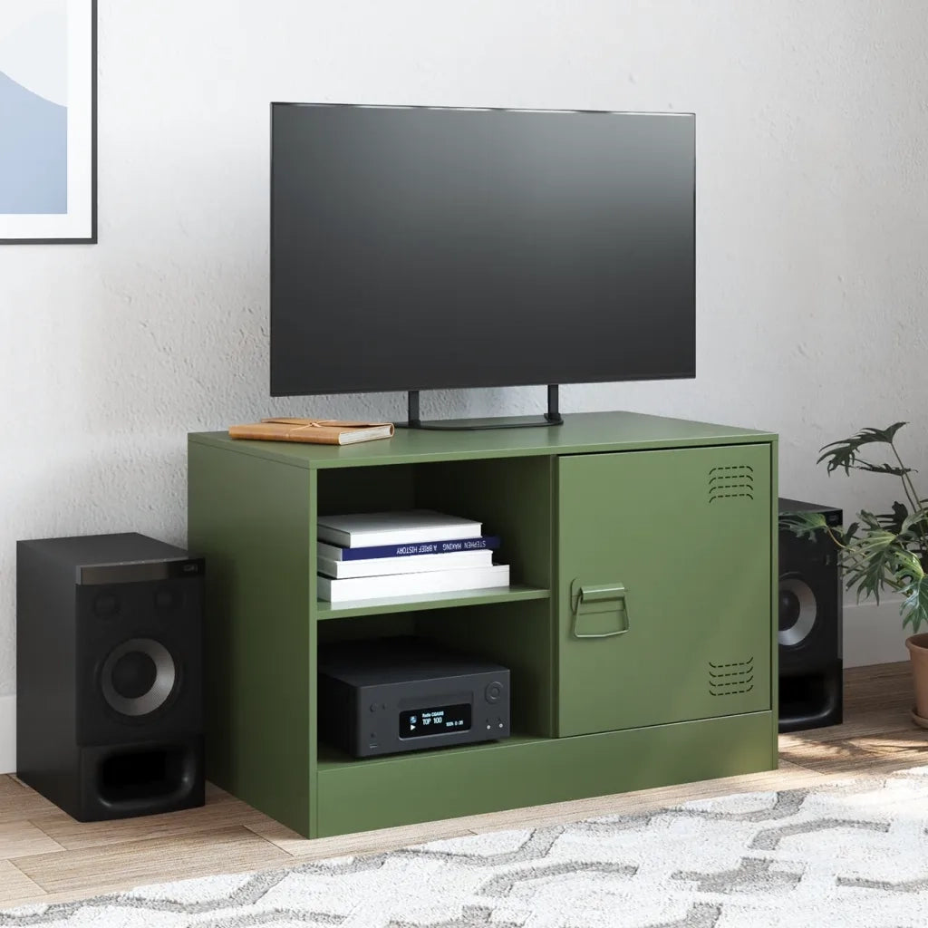 Mobile TV Verde Oliva 67x39x44 cm in Acciaio 841699
