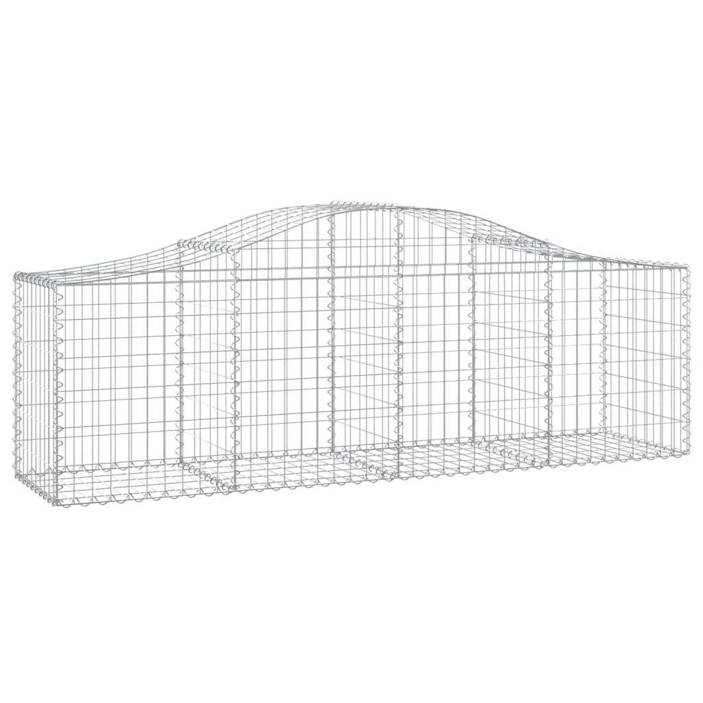 Cestini gabbioni recinzione a gabbia muro di contenimento ad arco 18 pezzi 200 x 50 x 60/80 cm ferro zincato argento 02_0040507
