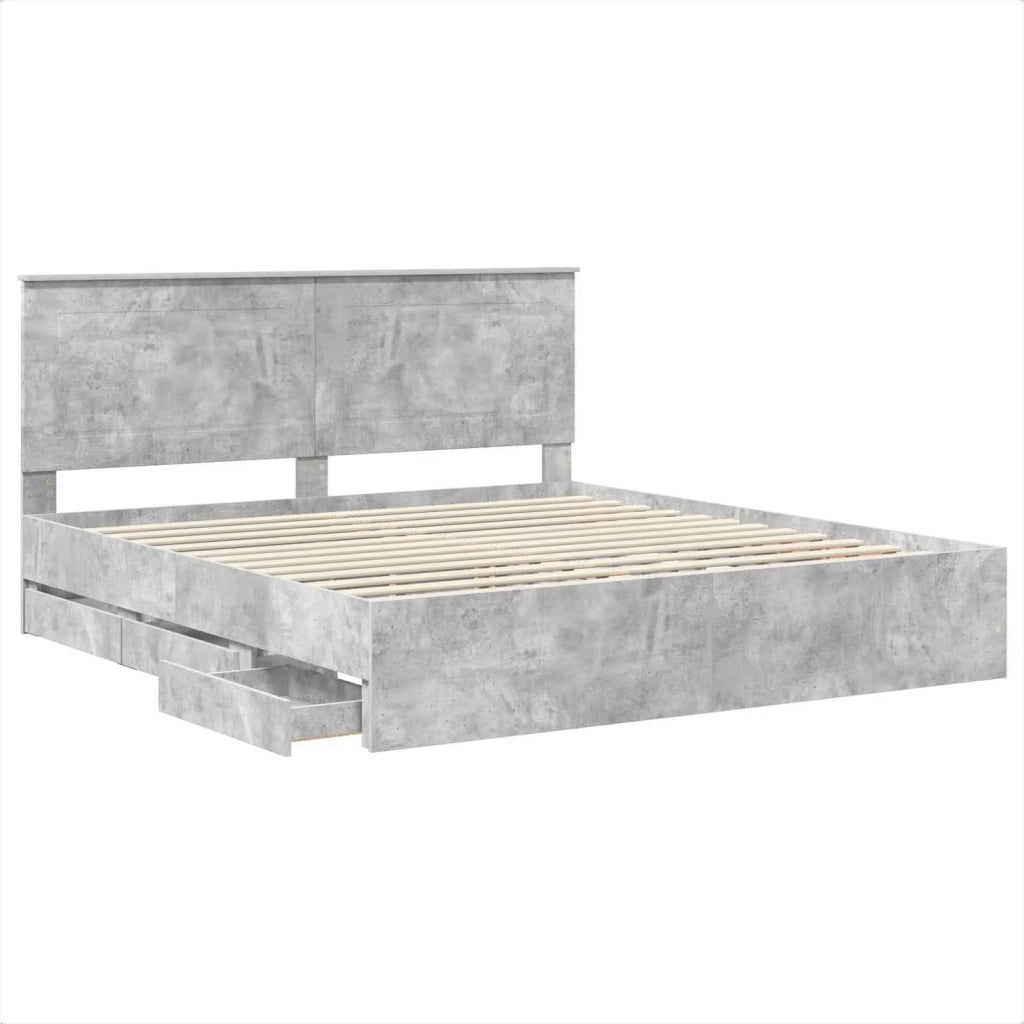 Struttura del letto con cassetto Grigio cemento 180 x 200 cm