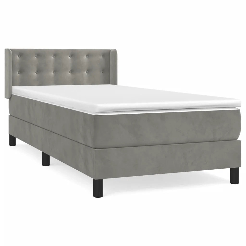 Giroletto a Molle con Materasso Grigio Chiaro 80x200 cm Velluto 3131165