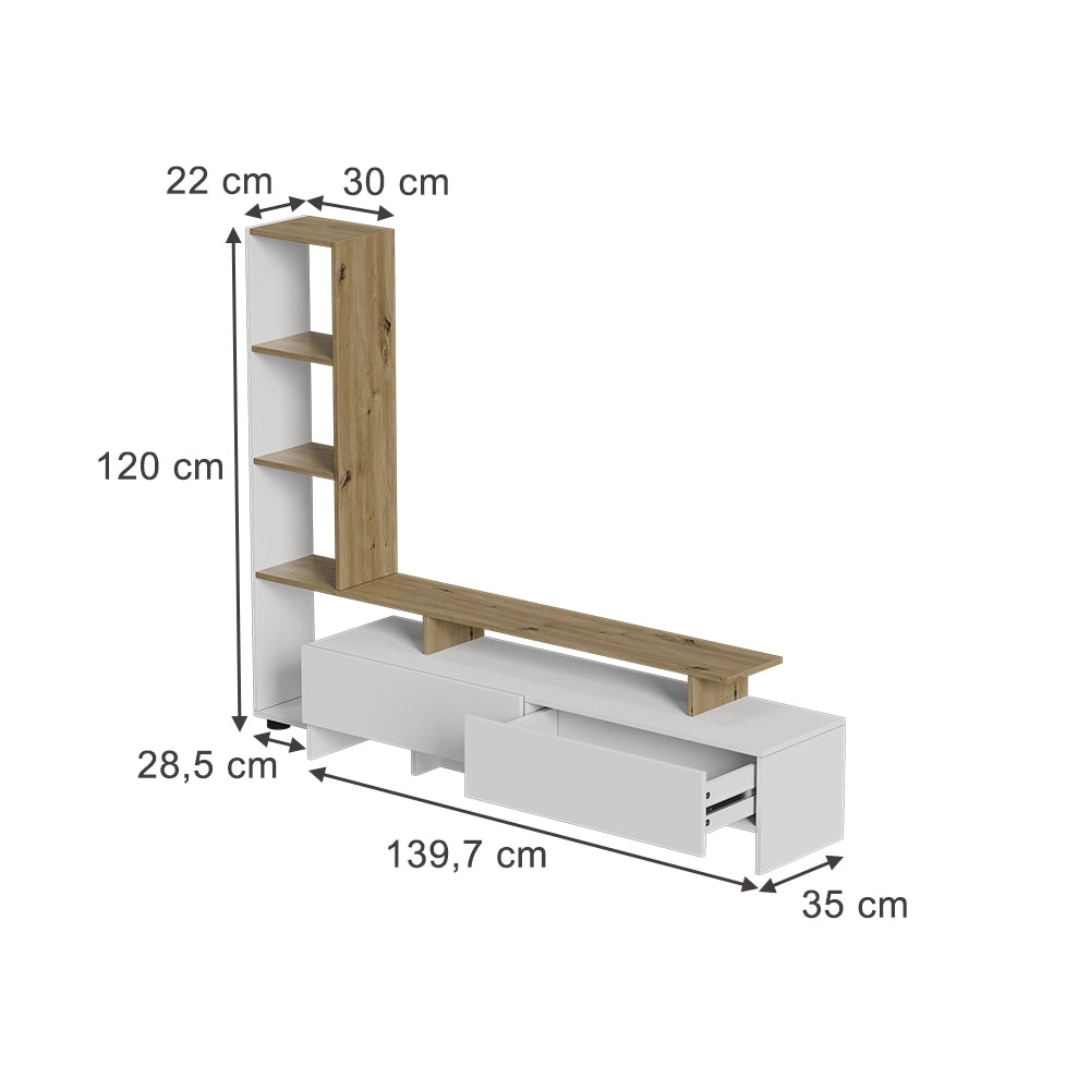 Vicco Mobile tv Bianco/quercia 168.2 x 120 cm con 2 cassetti