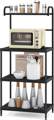 Scaffale da cucina a 4 ripiani in metallo con gambe regolabili, multifunzionale, autoportante, per cucina, 60 x 34,5 x 136 cm
