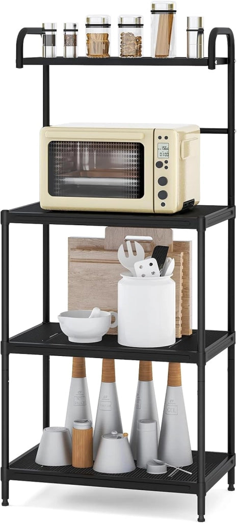 Scaffale da cucina a 4 ripiani in metallo con gambe regolabili, multifunzionale, autoportante, per cucina, 60 x 34,5 x 136 cm