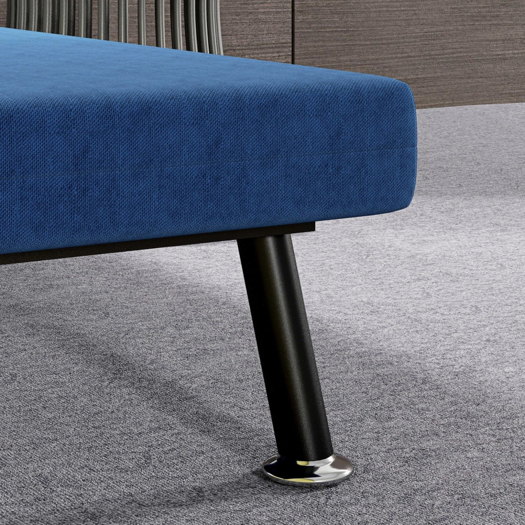 Poltrona Letto Reclinabile in 5 Posizioni 75x70x75 cm in Tessuto Effetto Lino e Acciaio Blu Scuro