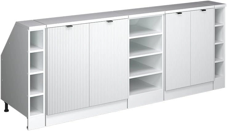 Set di mobili sottotetto Rion, Ondulazione bianca, 210 cm Set di 5 carcasse armadio profondità 60 cm, adatto per il salvaspazio sotto tetti spioventi