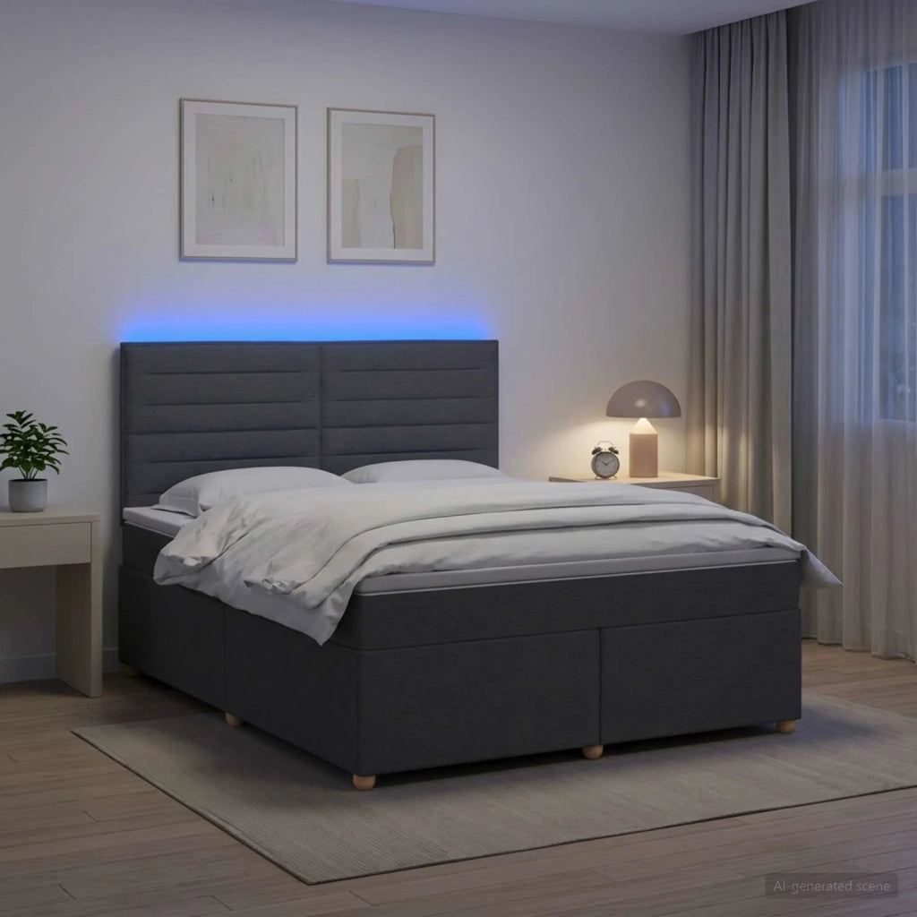 Letto box spring con materasso Grigio Scuro 160 x 200 cm 3455379