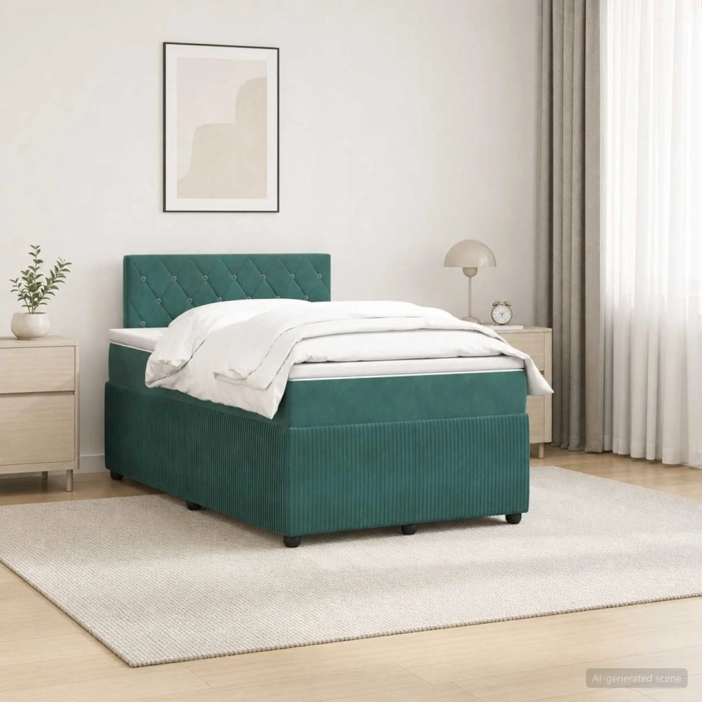Letto box spring con materasso Verde Scuro 120 x 200 cm Velluto 3451652