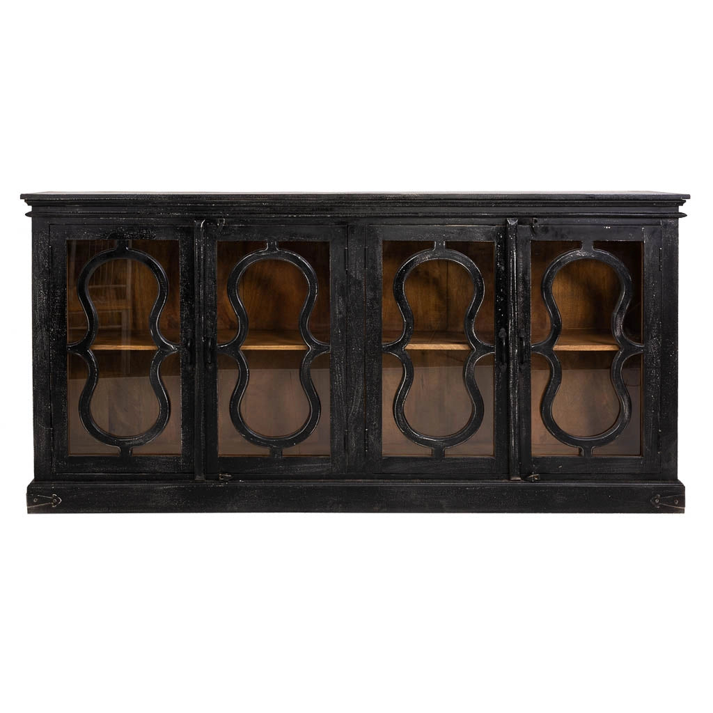 Credenza in legno nero 193x38x96h