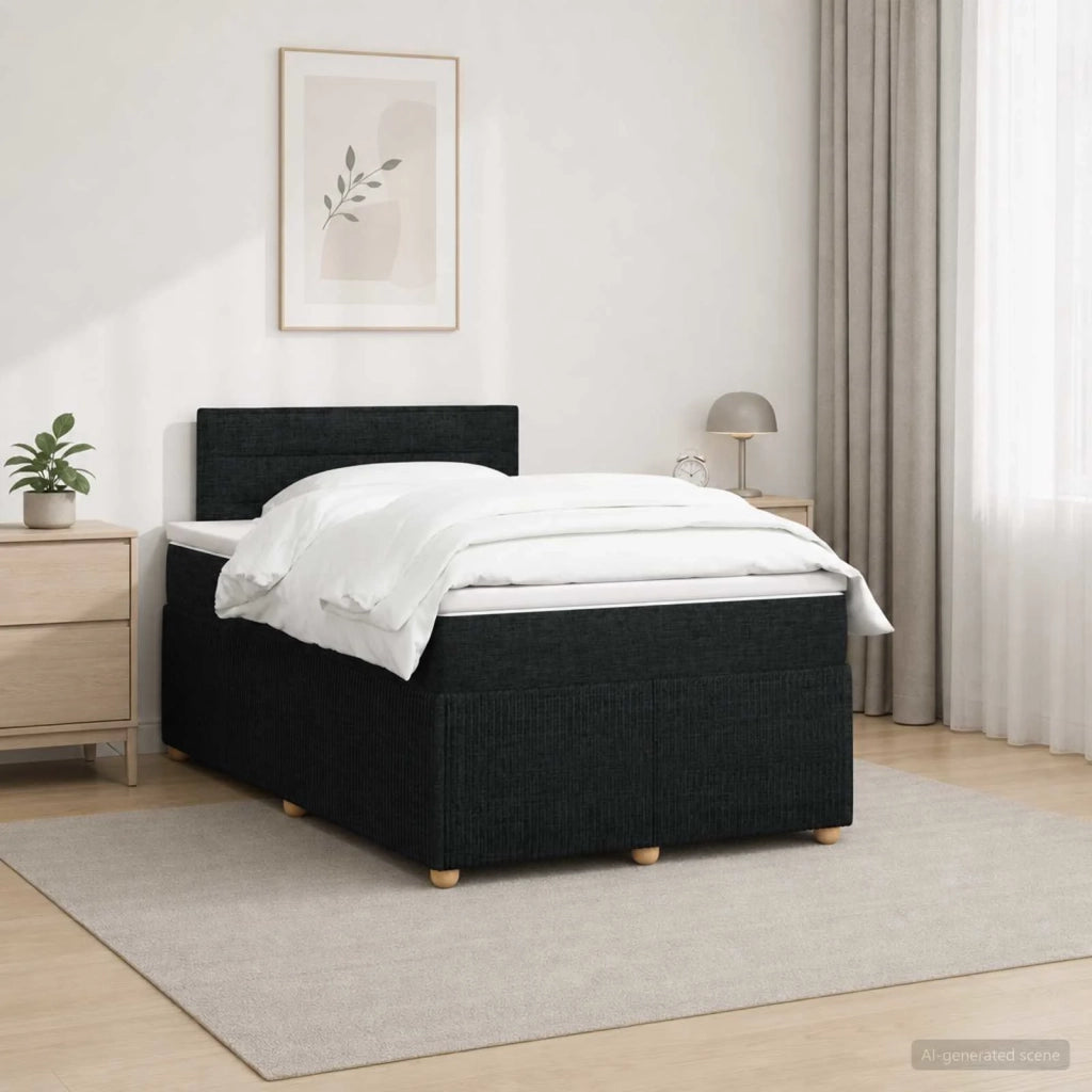 Letto box spring con materasso Nero 120 x 200 cm Tessuto 3452899
