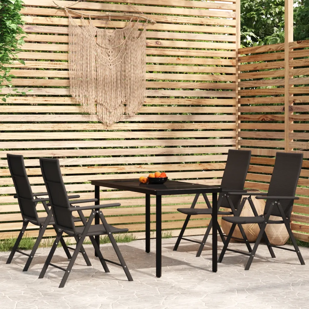 Set da Pranzo da Giardino 5 pz Nero 3099103